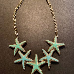 Gold and teal starfish necklace